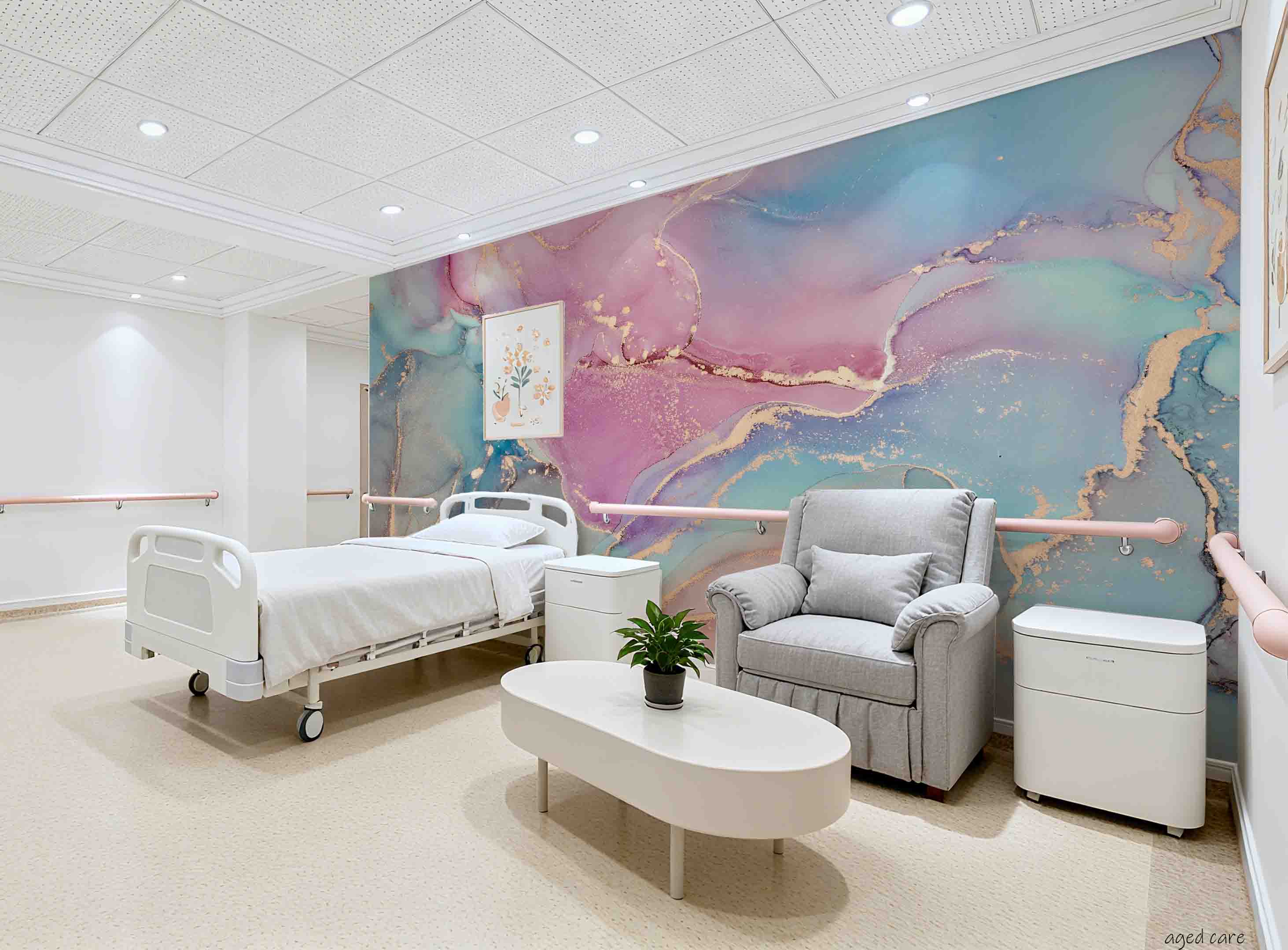 3D Aged Care Retirement Home Gerocomium Rest Home Marble Wall Mural Wallpaper 1