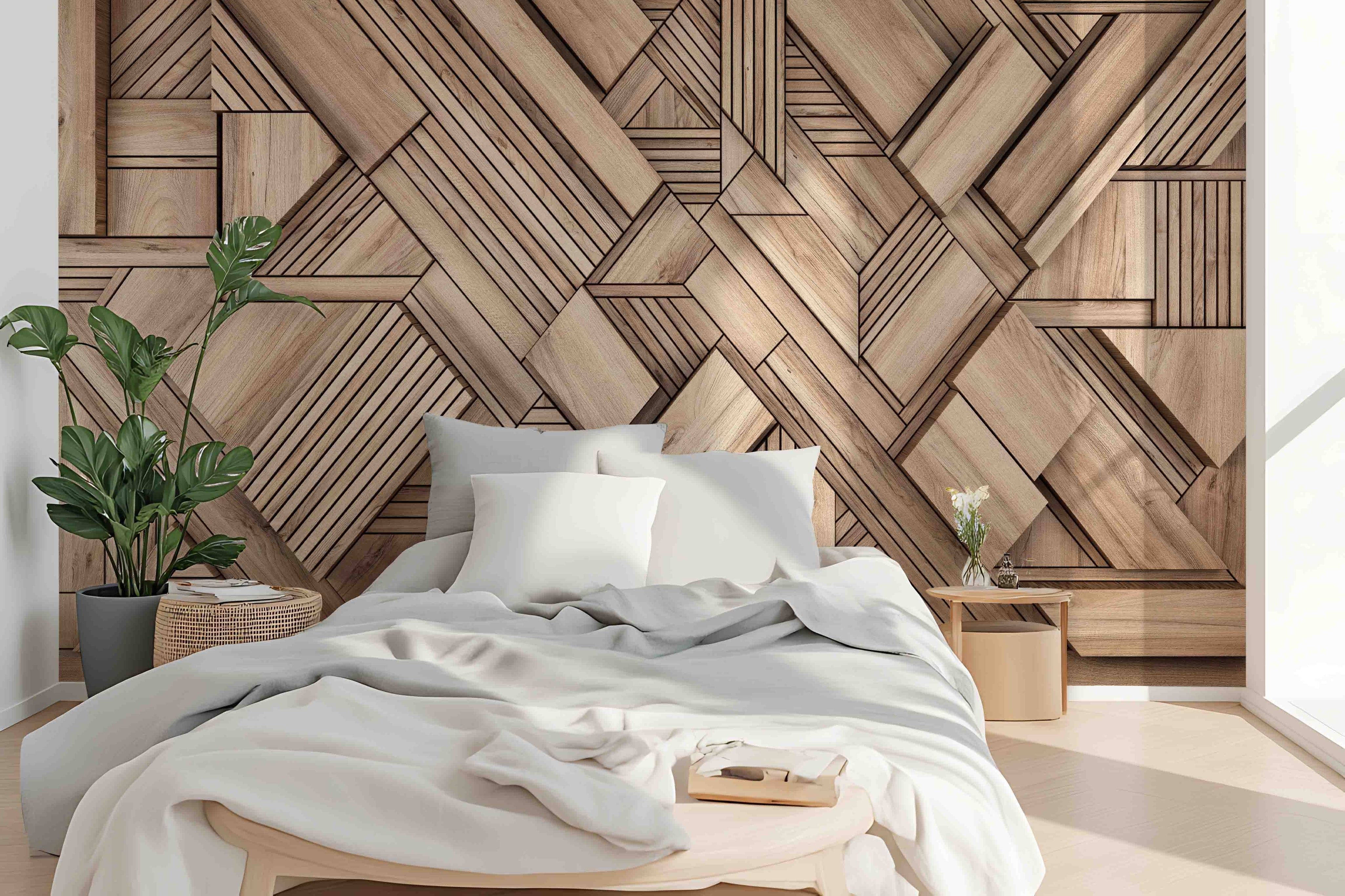 3D Wood Stripe Pattern Wall Mural Wallpaper YQ 0156