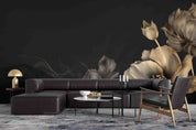 3D Gray Floral Dark Background Wallpaper Wall Mural Wall Decor Wall Art Wall Sticker Remoable Wallpaper