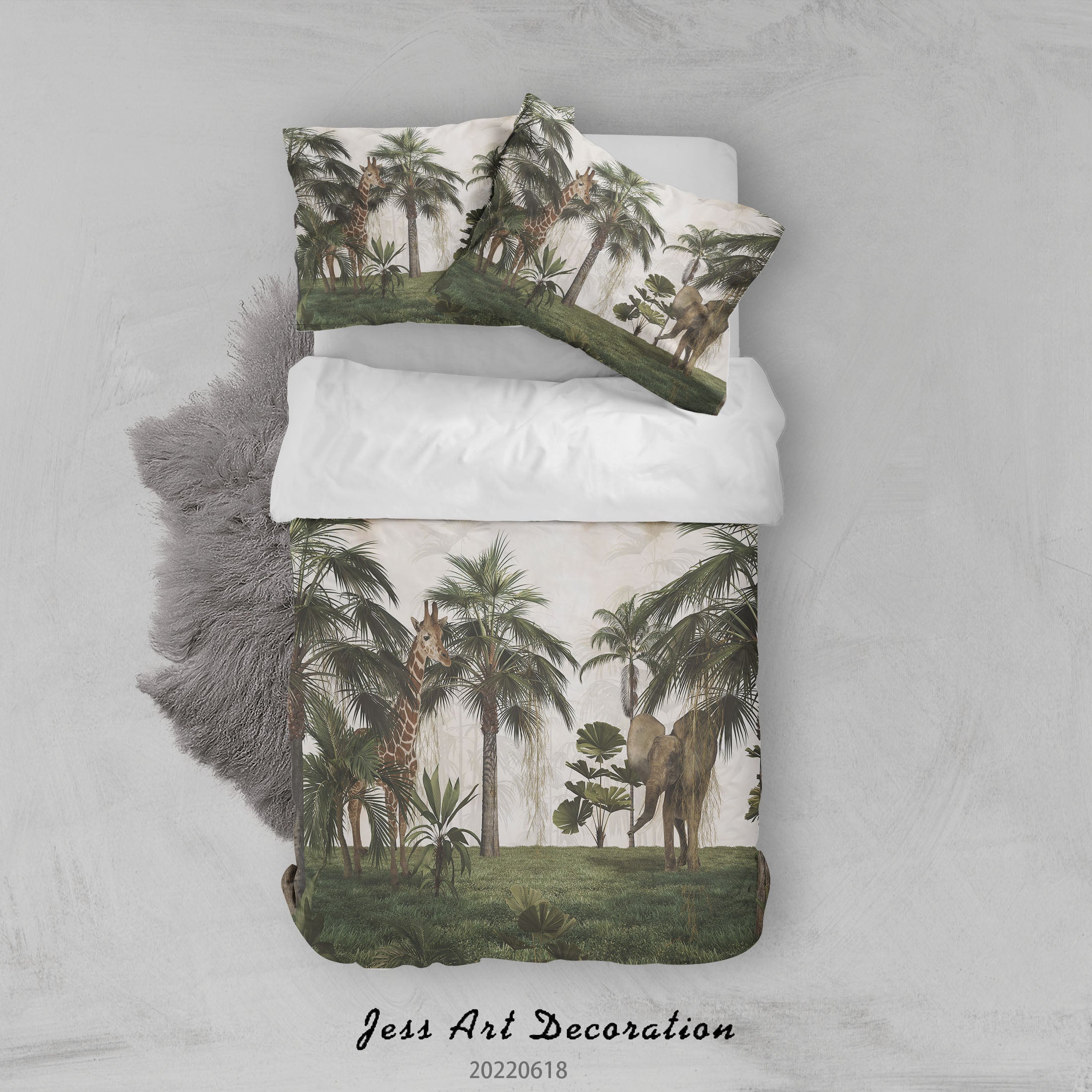 3D Forest Tree Grassland Elephant Quilt Cover Set Bedding Set Duvet Cover Pillowcase 690