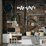 3D Retro Metal Tool Light Bulb Steampunk Wallpaper Wall Mural Wall Decor Wall Art Wall Sticker Remoable Wallpaper