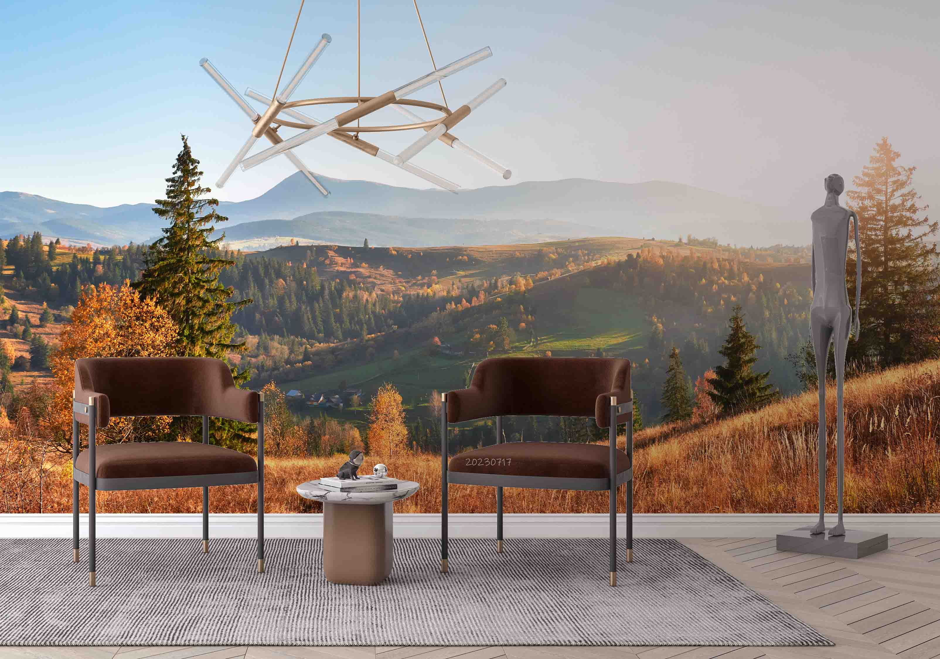 3D Mountains Autumn Landscape Wall Mural Wallpaper JN 379