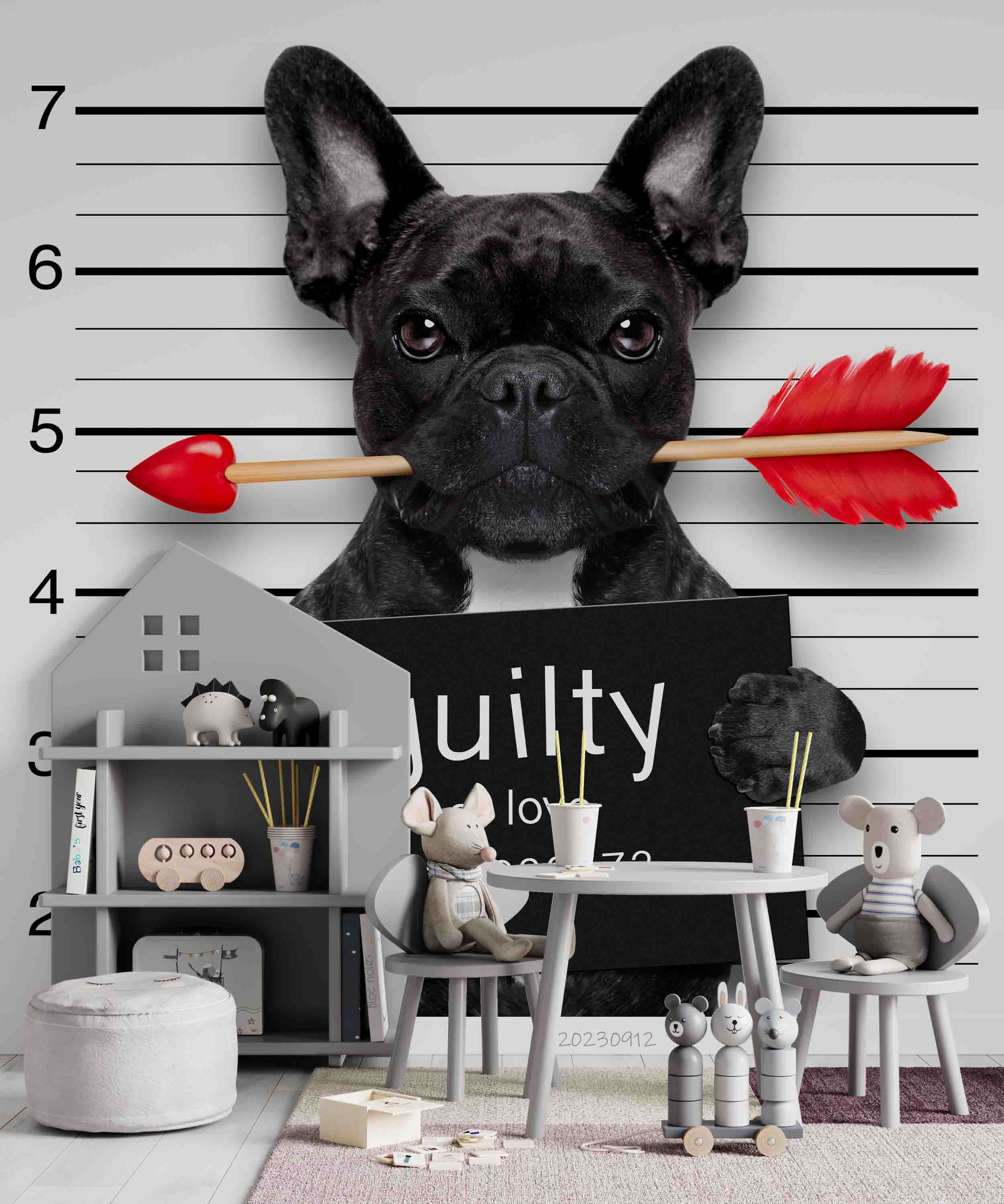 3D Animal Dog Arrow Advertising Board Wall Mural Wallpaper YXL 2586
