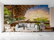 3D Wooden Porch Sunset Nature View Wall Mural Wallpaper GD 4395- Jess Art Decoration