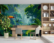 3D Forest Tree Crow Leaf Trunk Wall Mural Wallpaper YXL 723