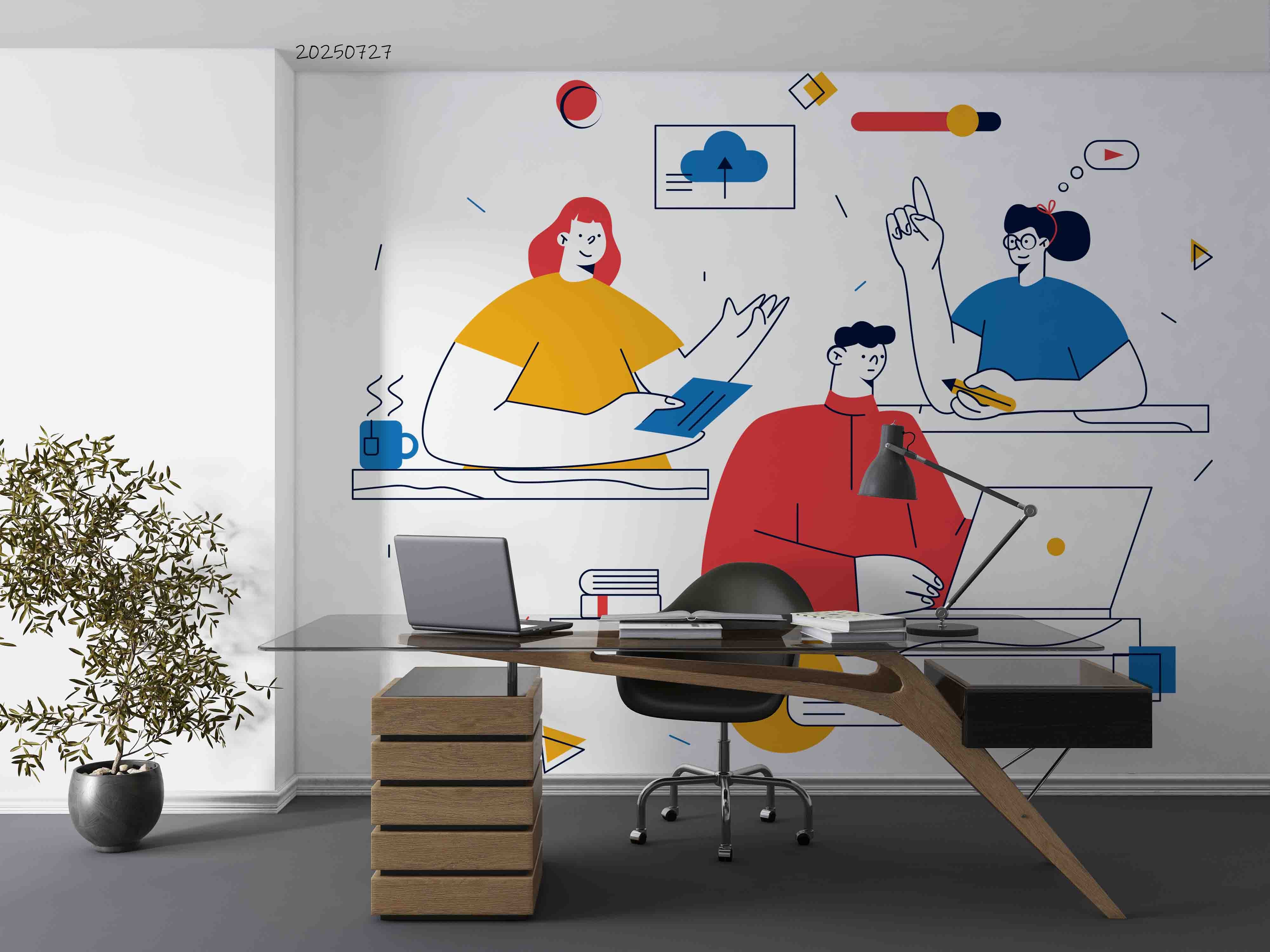 3D Office Business Commerce Brainshtorm Working Wall Mural Wallpaper 31