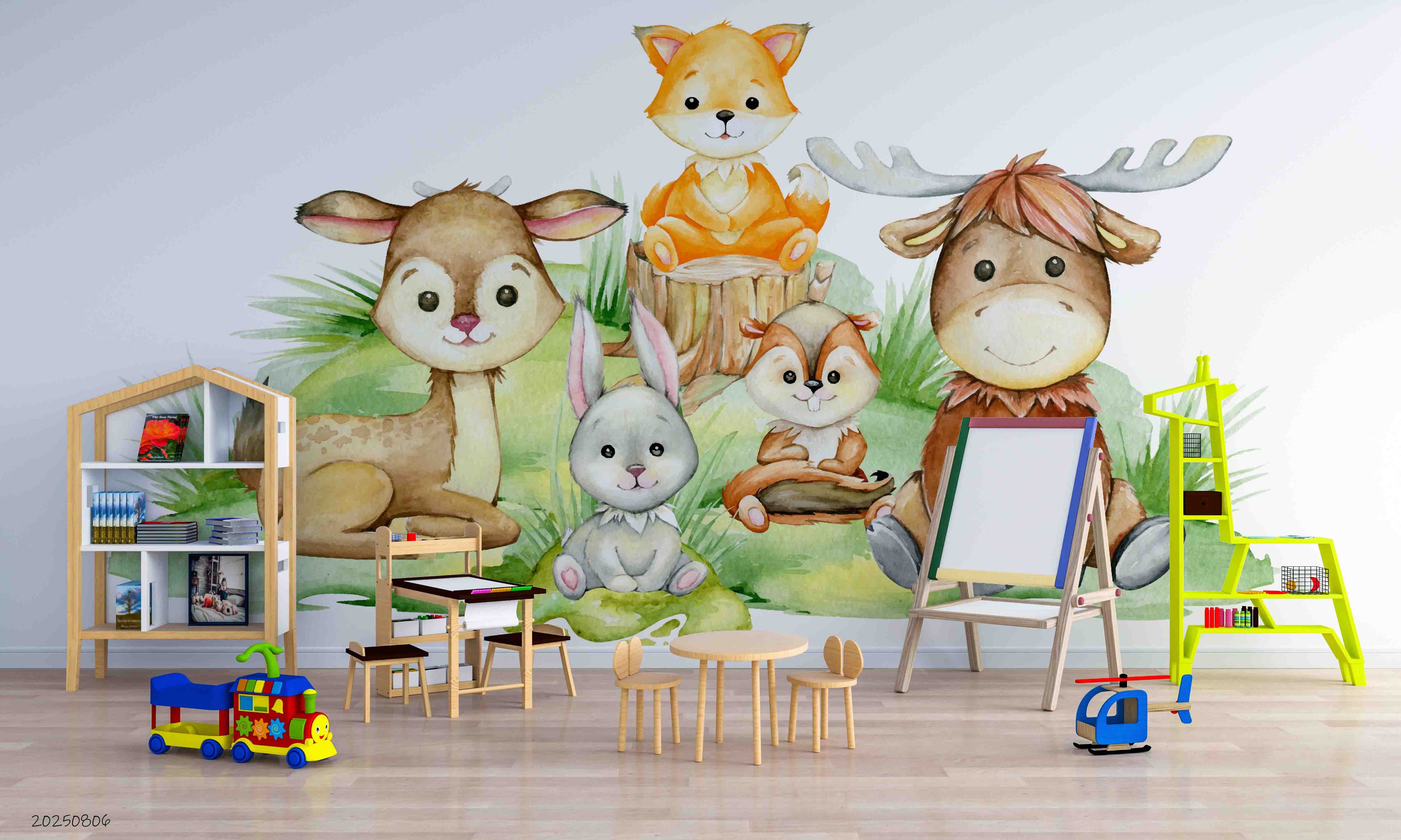 3D Childcare Nursery School Cartoon Kids Animals Wall Mural Wallpaper JN 41