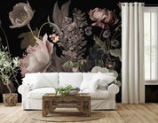3D Pink Floral Leaves Bouquet Dark Background Wallpaper Wall Mural Wall Decor Wall Art Wall Sticker Remoable Wallpaper