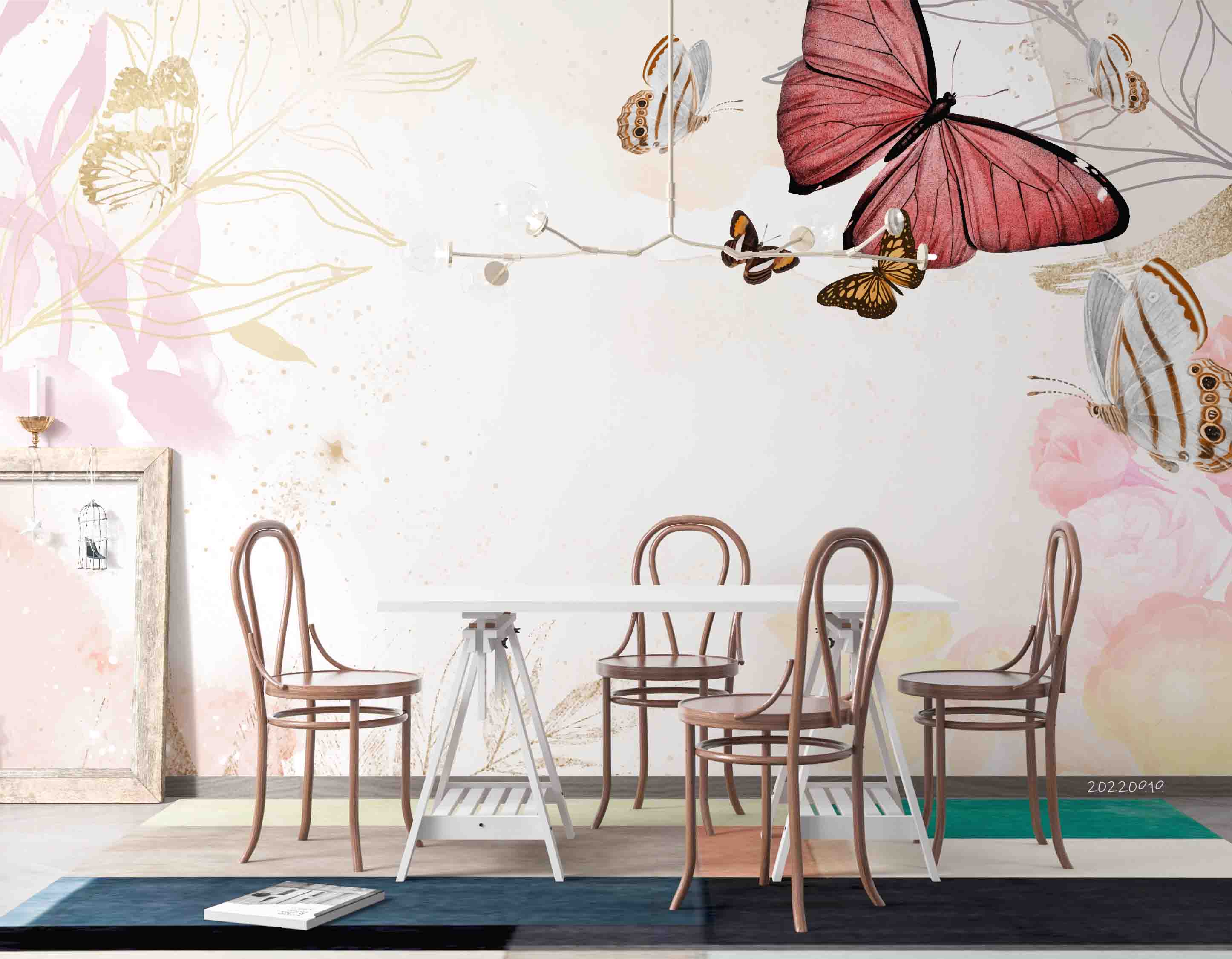 3D Butterfly Background Border Floral Wall Mural Wallpaper GD 3488- Jess Art Decoration