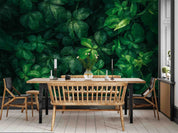 3D Tropical Leaves Dark Green Water Drops Texture Natural Background Wall Mural Wallpaper GD 3263- Jess Art Decoration