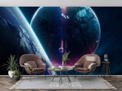 3D Round The Earth Dark Blue Starry Sky Wall Mural Wallpaper YXL 40- Jess Art Decoration