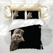 3D Animal Ostrich Black Quilt Cover Set Bedding Set Duvet Cover Pillowcases 1177