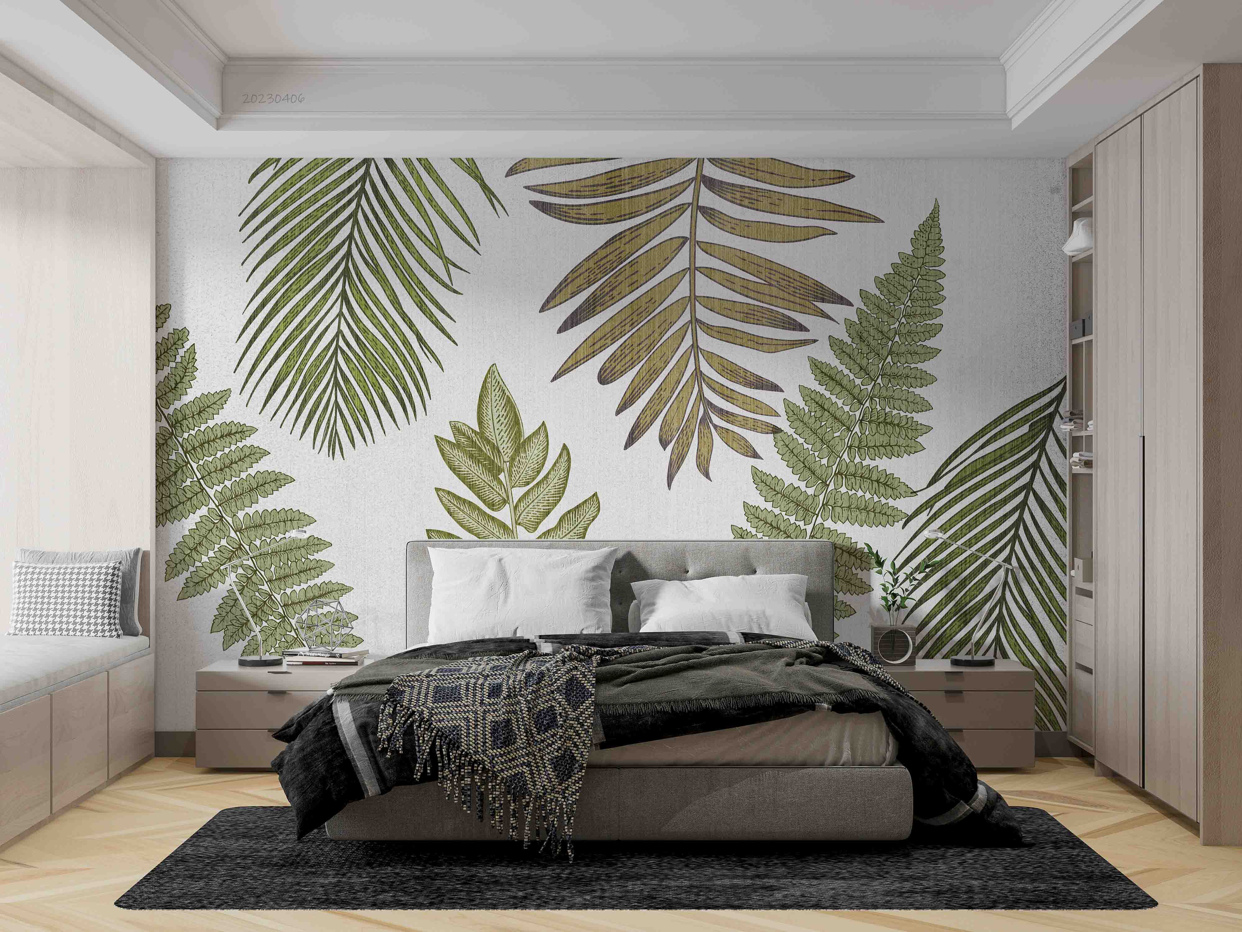 3D Modern Green Plant Leaf Vein Fern Nature Art Background Wall Mural Wallpaper GD 5579- Jess Art Decoration