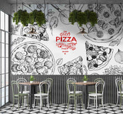 3D Italian Pizza Ingredients Top View Frame Engraving Style Wall Mural Wallpaper GD 5549- Jess Art Decoration