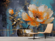 3D Orange Floral Oil Painting Wallpaper Wall Mural Wall Decor Wall Art Wall Sticker Remoable Wallpaper LQH