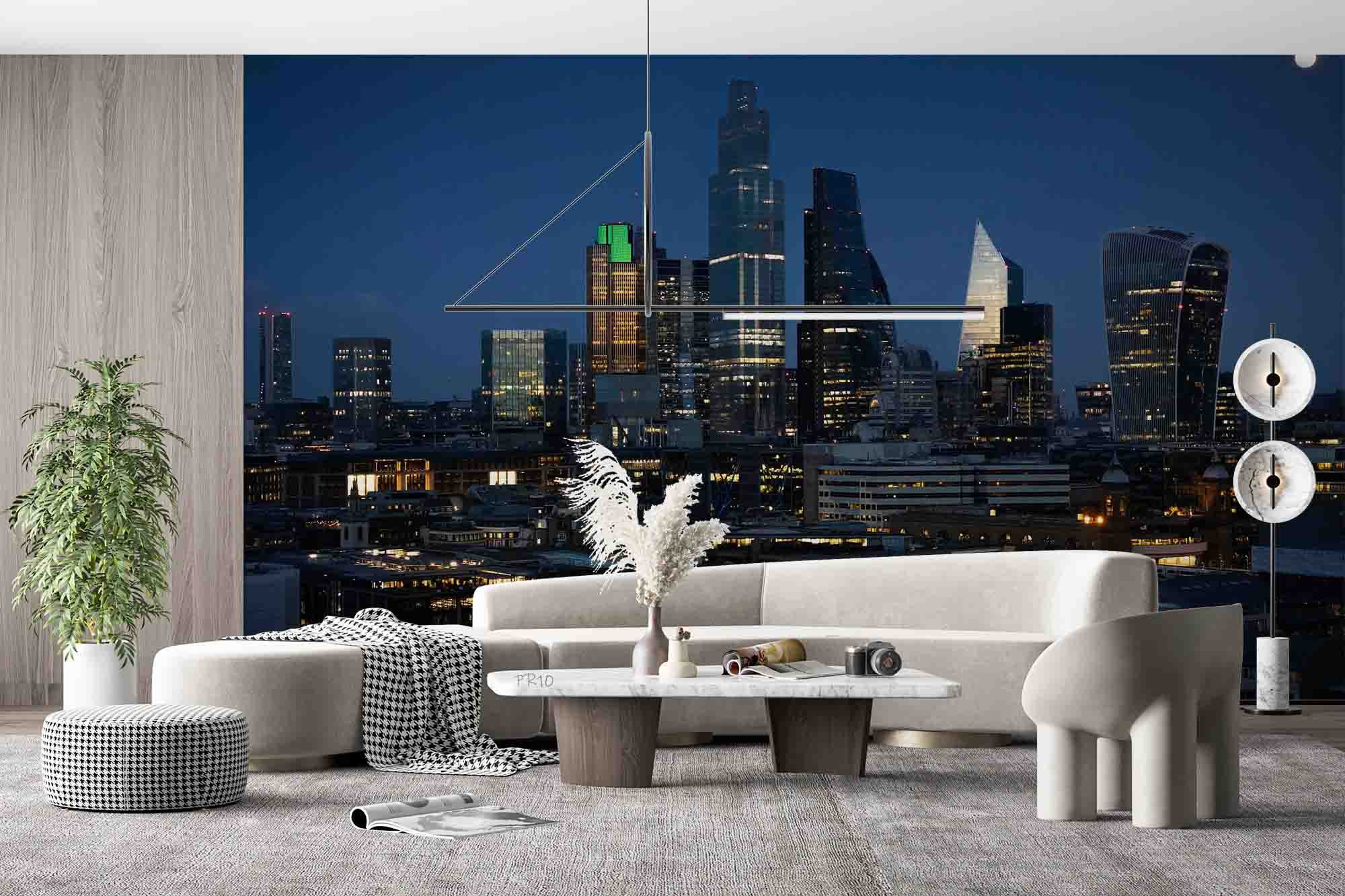 3D Night City Architecture View Wall Mural Wallpaper GD 4748- Jess Art Decoration