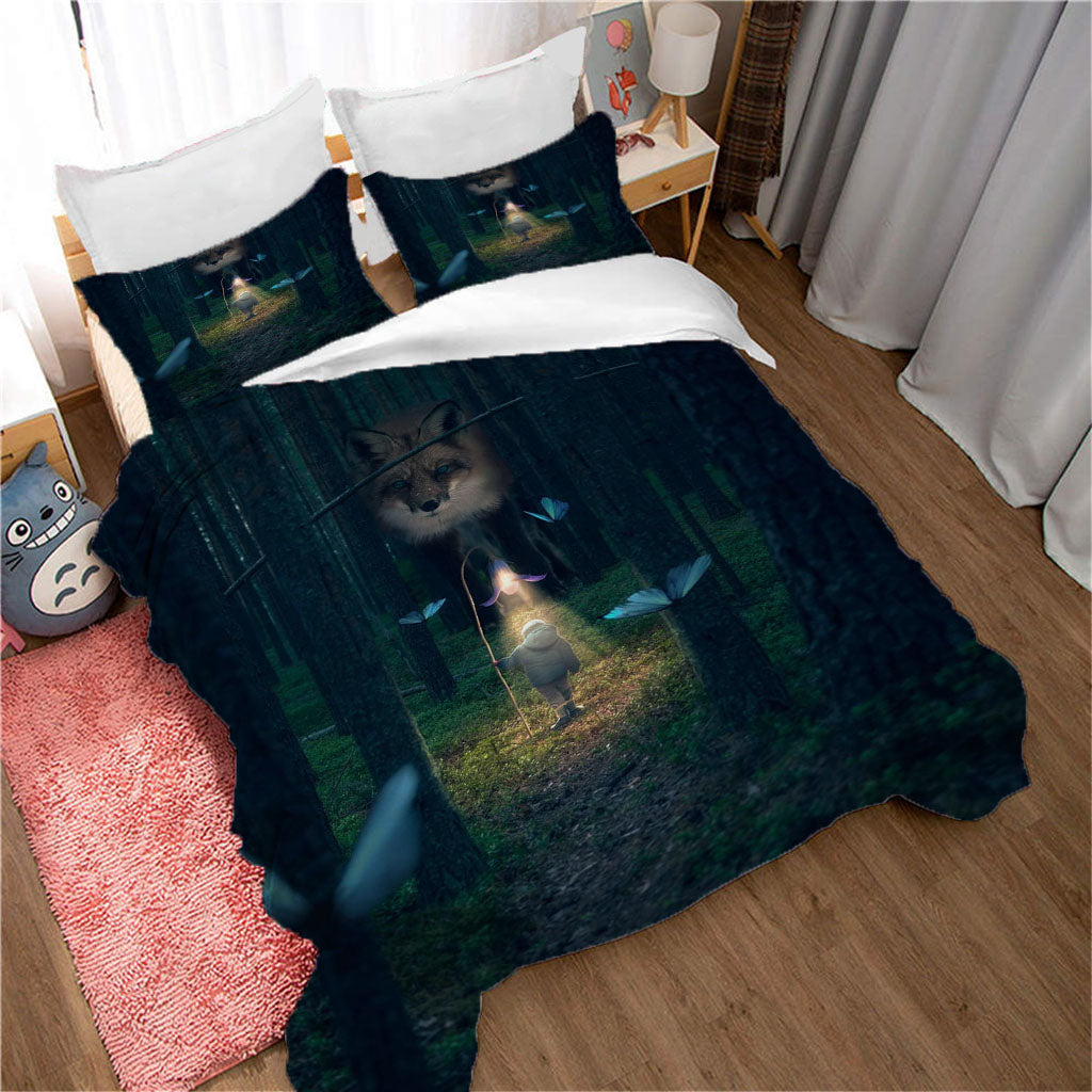 3D Forest Tree Light Child Butterfly Quilt Cover Set Bedding Set Duvet Cover Pillowcases 1178