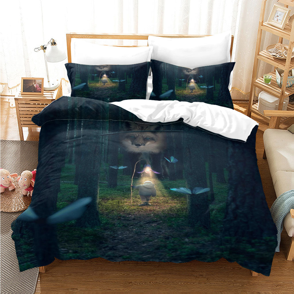 3D Forest Tree Light Child Butterfly Quilt Cover Set Bedding Set Duvet Cover Pillowcases 1178