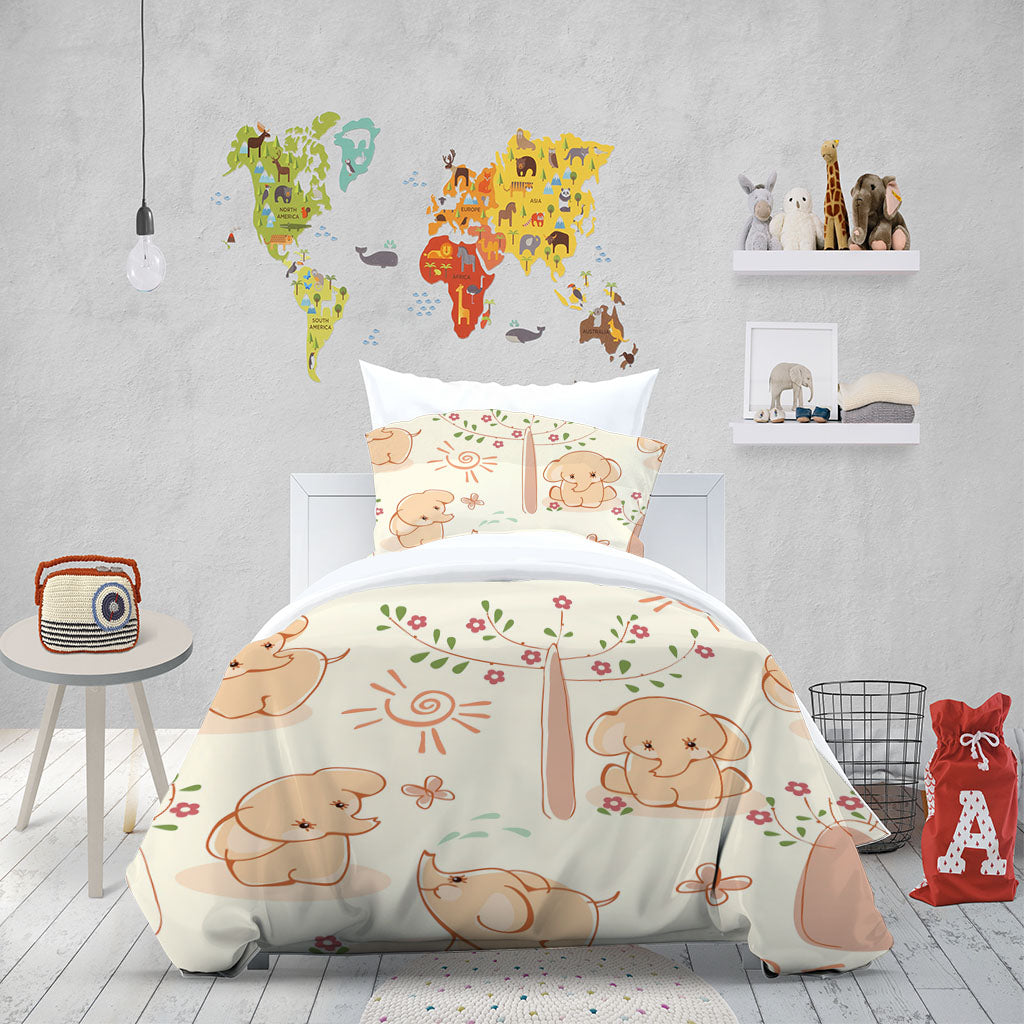 3D Tree Elephant Floral Sun Quilt Cover Set Bedding Set Duvet Cover Pillowcase 1428