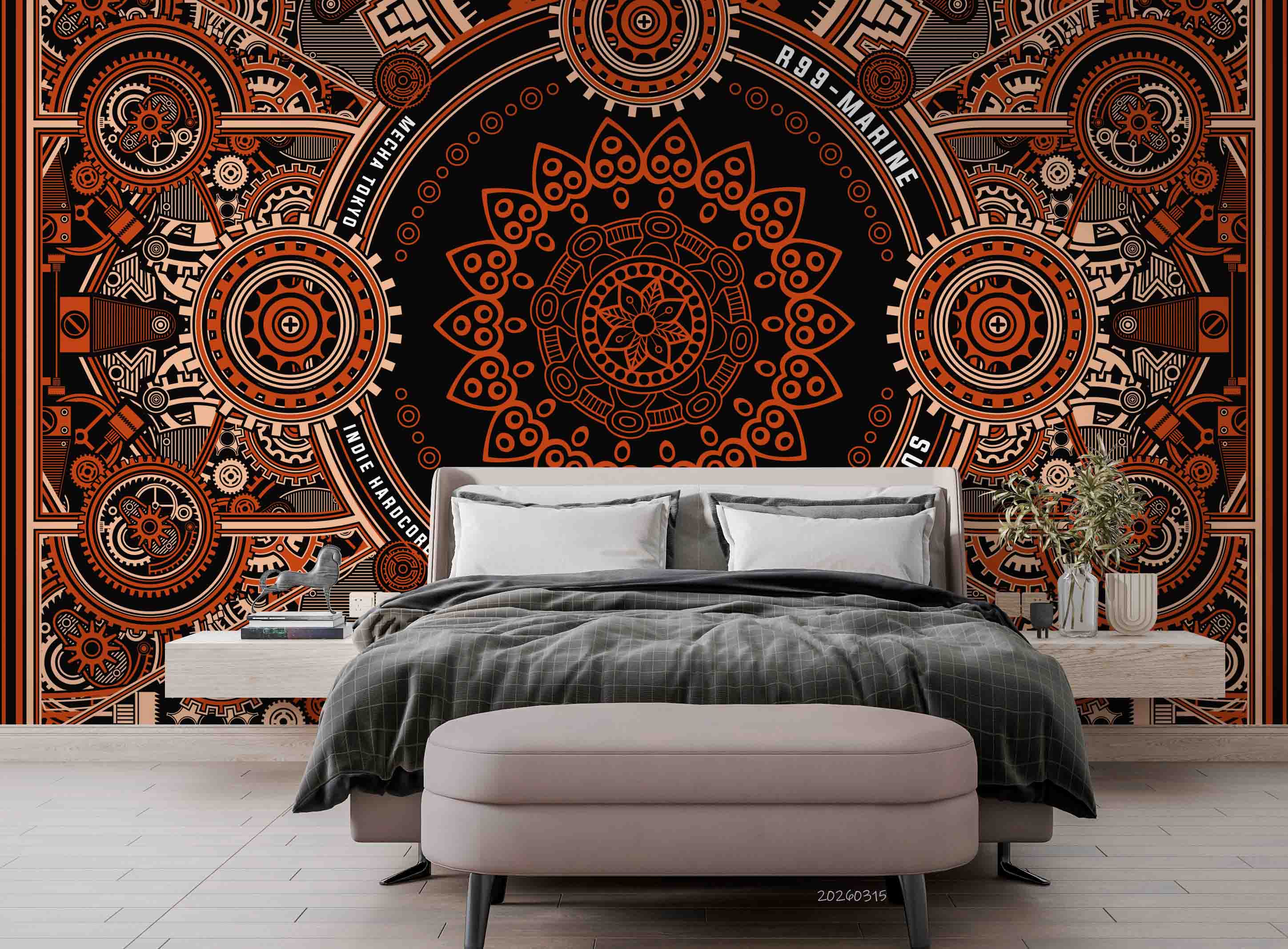 3D Mechanical Mandala Gear Pipe Steampunk Wallpaper Wall Mural Wall Decor Wall Art Wall Sticker Remoable Wallpaper