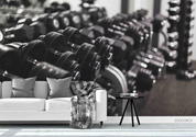 3D Fitness Equipment Dumbbell Black Wall Mural Wallpaper YXL 1150