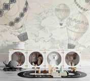 3D World Map Hydrogen Balloon Gray Wall Mural Wallpaper YXL 316