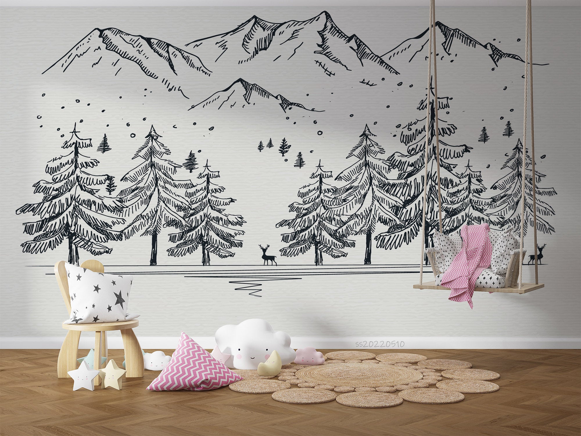 3D Hand Drawn Winter Landscape Background Wall Mural Wallpaper GD 4103- Jess Art Decoration