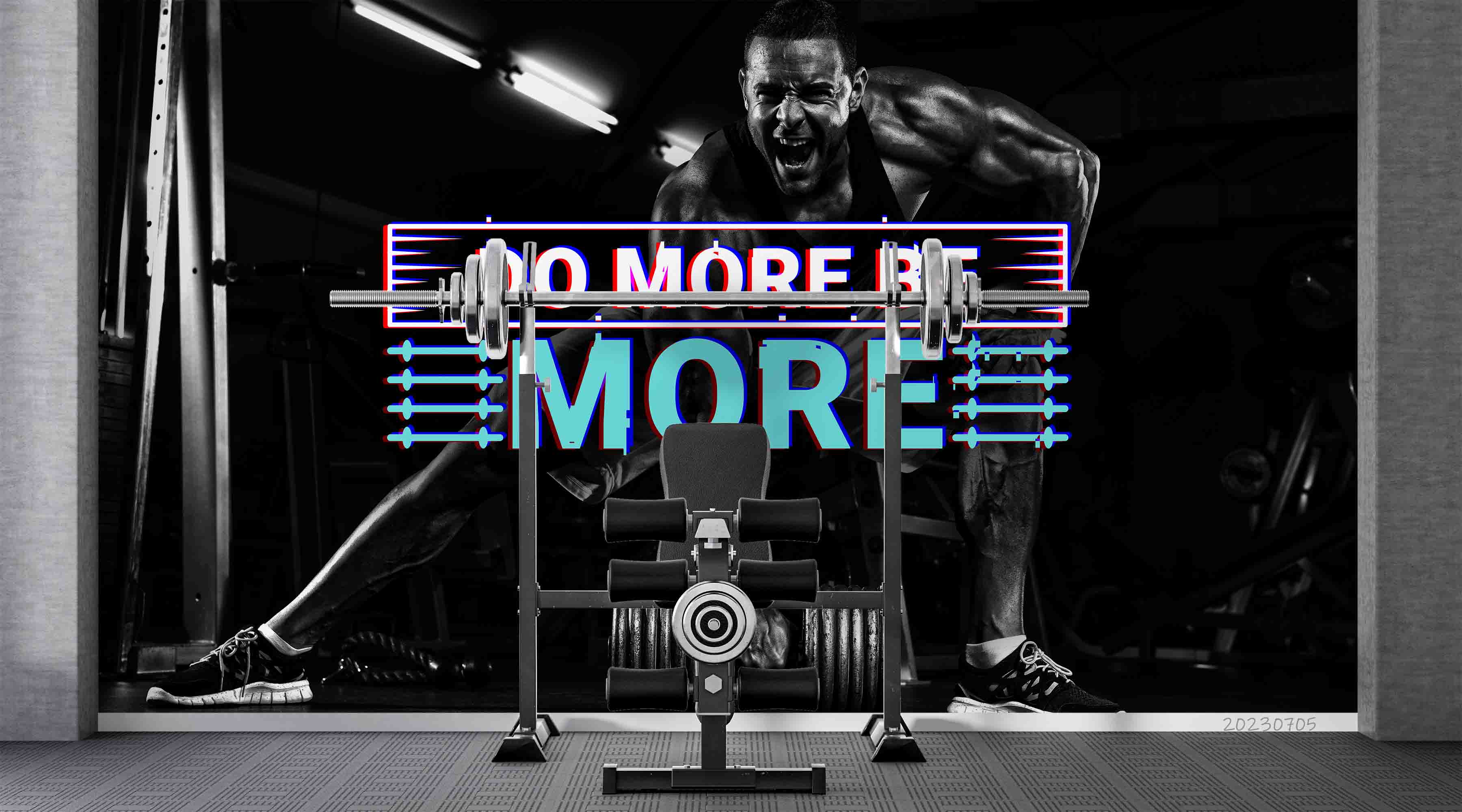 3D Fitness Person Letter Dumbbell Wall Mural Wallpaper YXL 1724