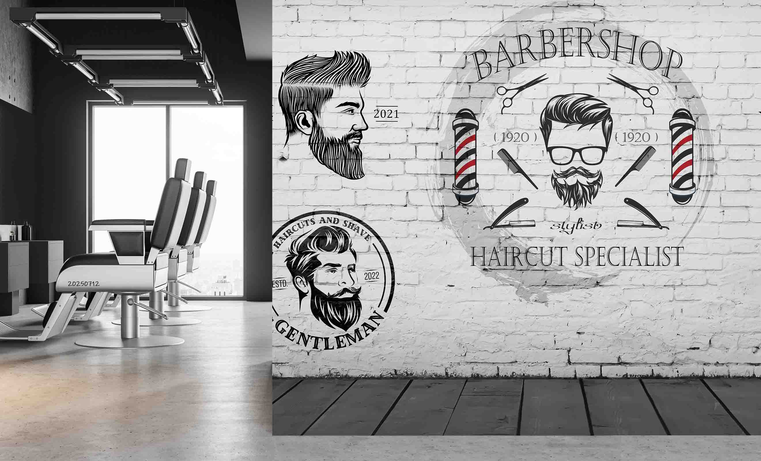 3D Barber Shop Hair Salon Haircut Specialist Wall Mural Wallpaper 2