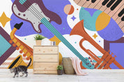 3D Painting Guitar Saxophone Piano Trumpet Wall Mural Wallpaper YXL 06- Jess Art Decoration