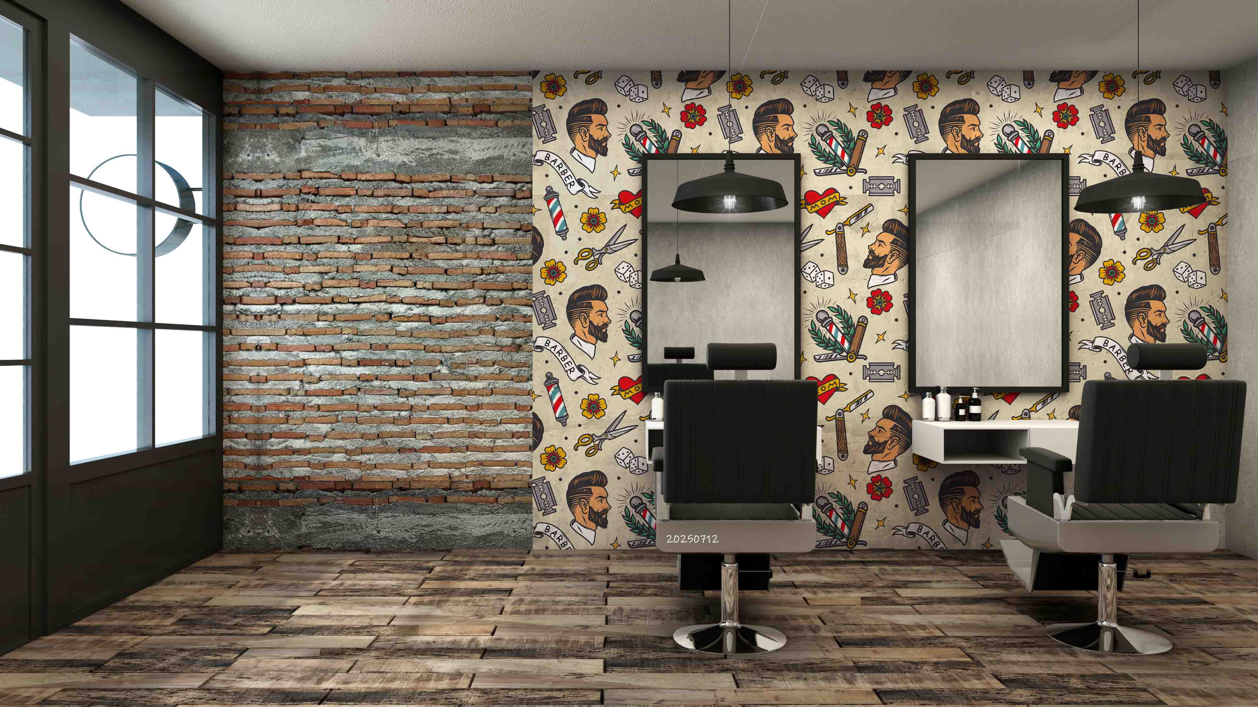 3D Salon Shop Beauty Salon Barber Shop Pattern Wall Mural Wallpaper 58
