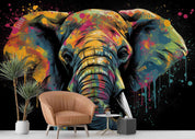 3D Animal Elephant Colours Graffiti Wall Mural Wallpaper YXL 1839