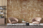 3D Aircraft Design Drawings Wall Mural Wallpaper GD 4572- Jess Art Decoration