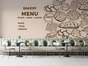 3D Bakery Menu Bread Cakes Sweets Wall Mural Wallpaper GD 5289- Jess Art Decoration