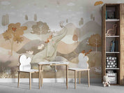3D Tree Elephant Rabbit Fox Mountain Cloud Wall Mural Wallpaper YXL 380