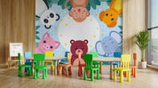 3D Childcare Nursery School Cartoon Animals Kids Wall Mural Wallpaper JN 17