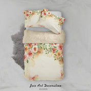 3D Floral Leaf Rose Apricot Quilt Cover Set Bedding Set Duvet Cover Pillowcase 354