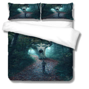 3D Forest Tree Fox Fallen Leaves Person Quilt Cover Set Bedding Set Duvet Cover Pillowcases 1184