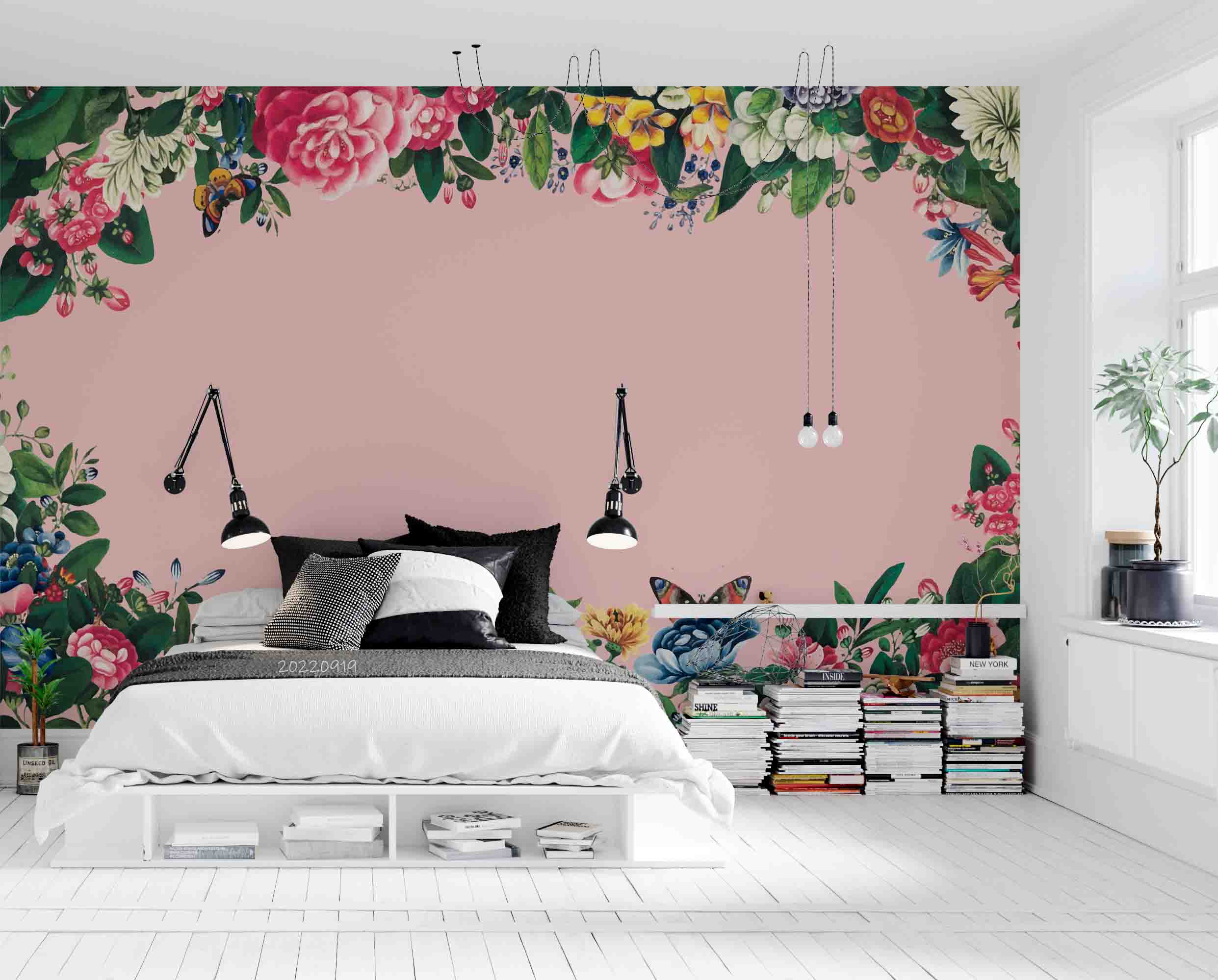 3D Vintage Mixed Chinese Floral Frame Wall Mural Wallpaper GD 3415- Jess Art Decoration