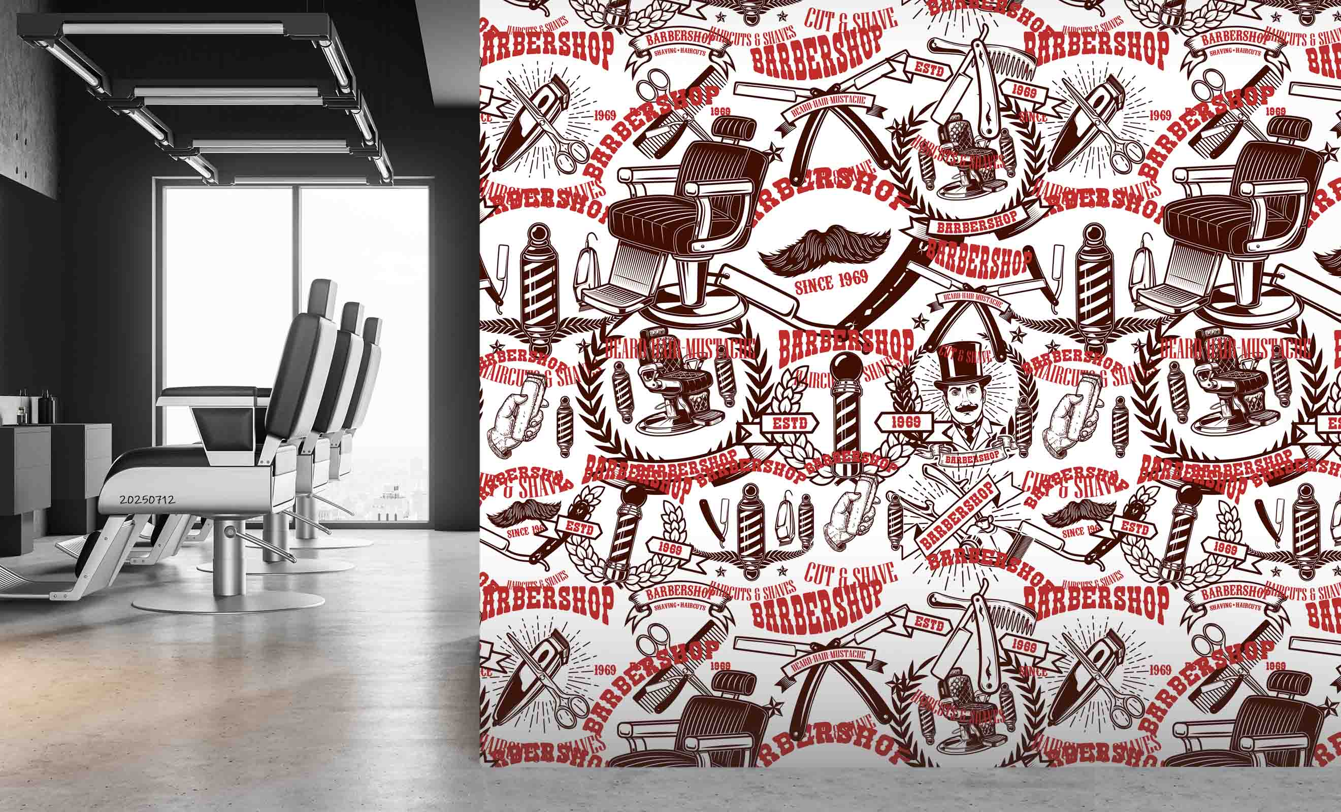 3D Barber Shop Hair Salon Haircut Specialist Wall Mural Wallpaper 3