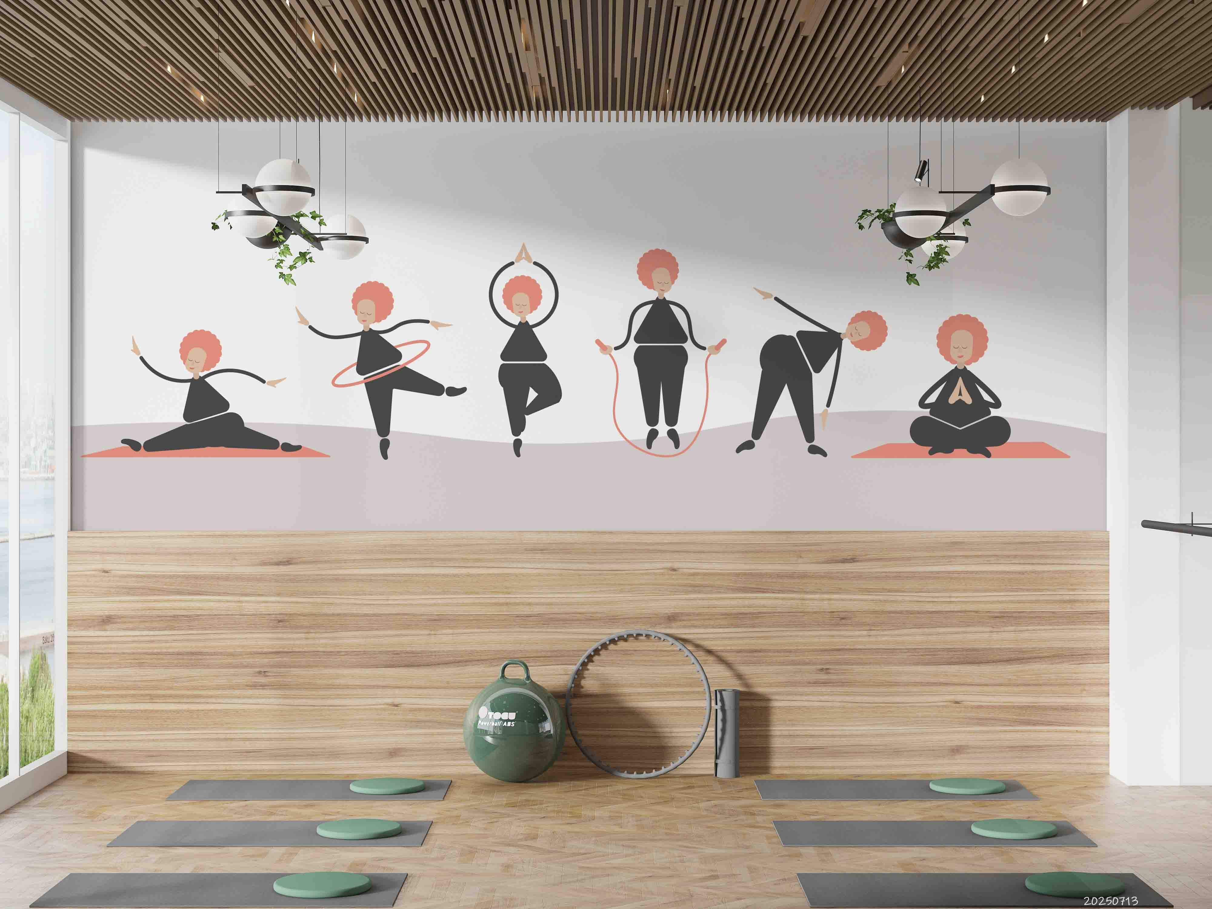 3D Gym Fitness Gymnasium Yoga Wall Mural Wallpaper 30