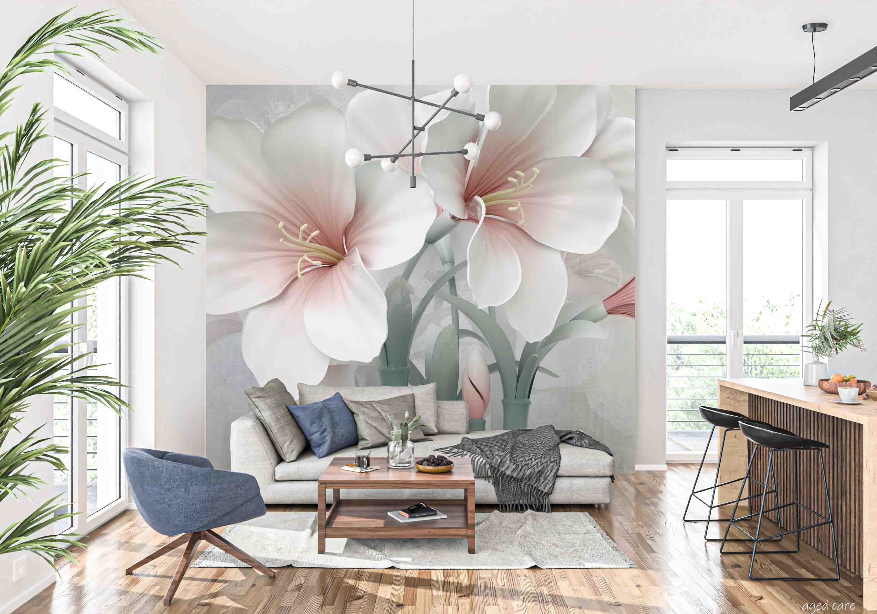 3D Aged Care Retirement Home Gerocomium Rest Home Floral Lily Wall Mural Wallpaper 22