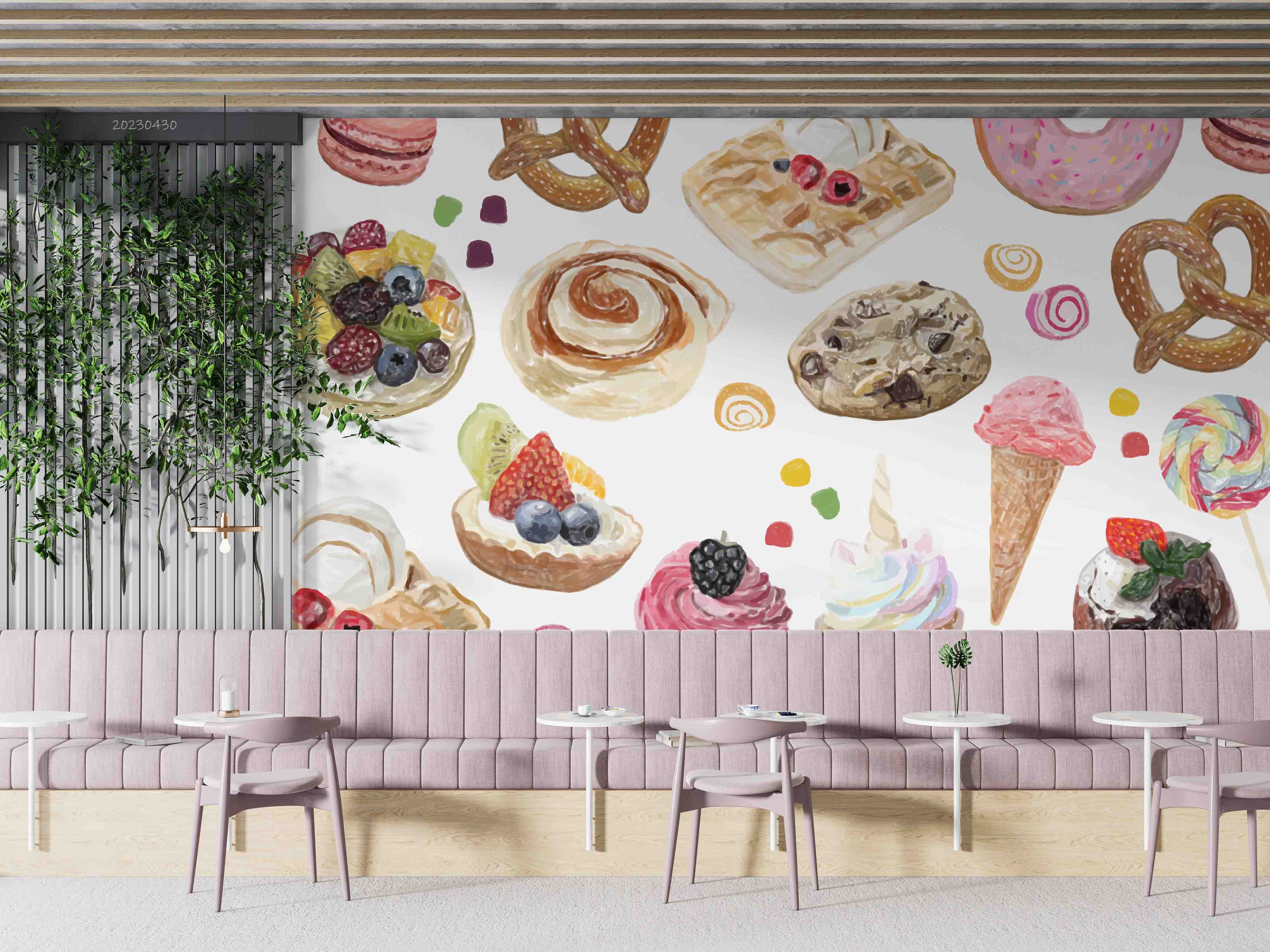 3D Hand Drawn Candy Watercolor Style Wall Mural Wallpaper GD 5252- Jess Art Decoration