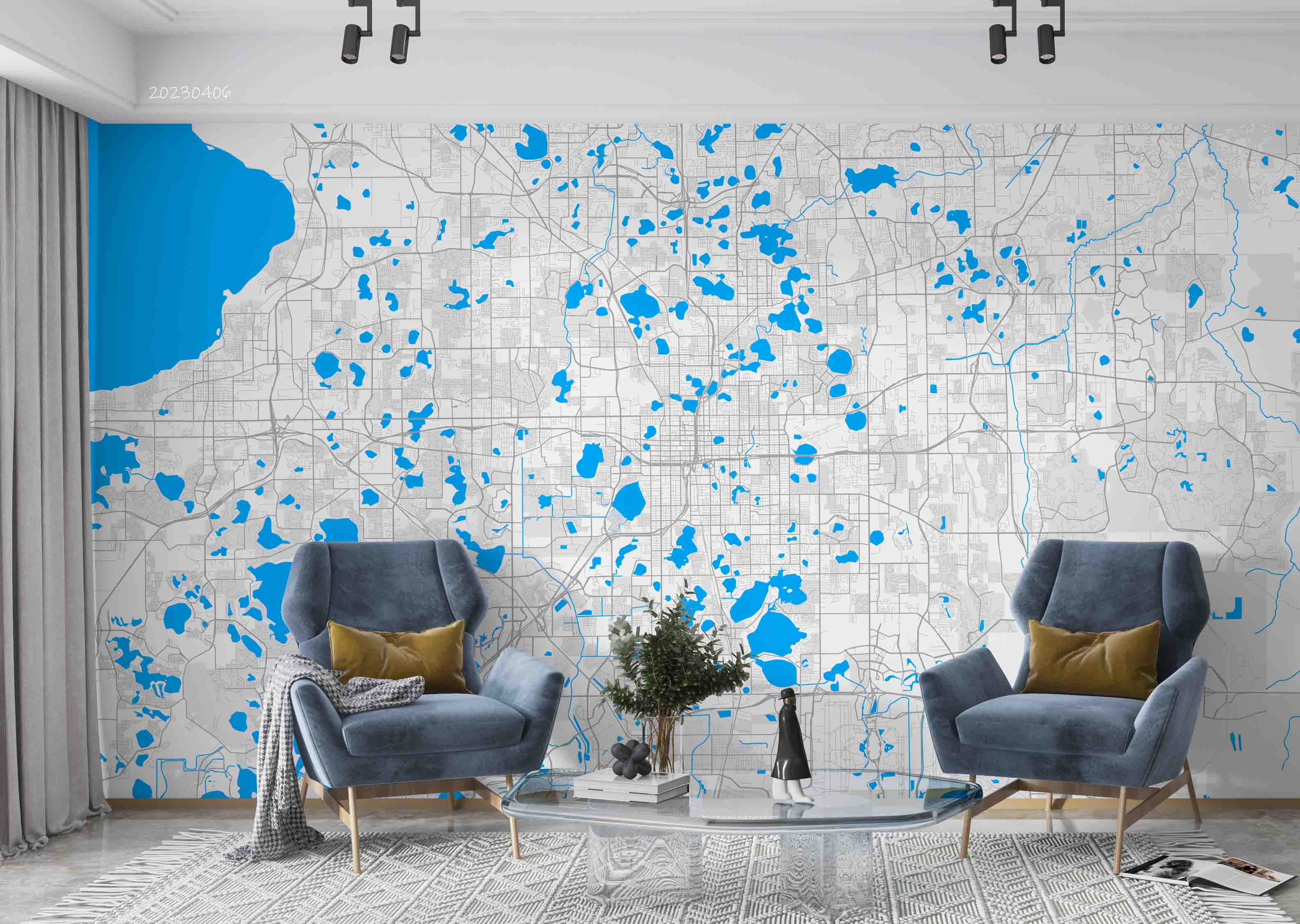 3D Detailed Orlando Florida Area Map Wall Mural Wallpaper GD 5624- Jess Art Decoration