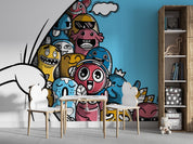 Abstract Graffiti Funny Monster Wallpaper urban graffiti wall mural for teen room, studio or feature wall