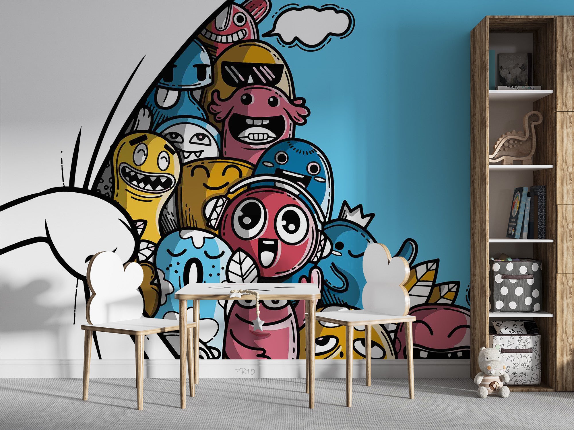 Abstract Graffiti Funny Monster Wallpaper urban graffiti wall mural for teen room, studio or feature wall