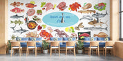 3D Restaurant Snack Bar Diner Fast Food Sea Food Wall Mural Wallpaper 12