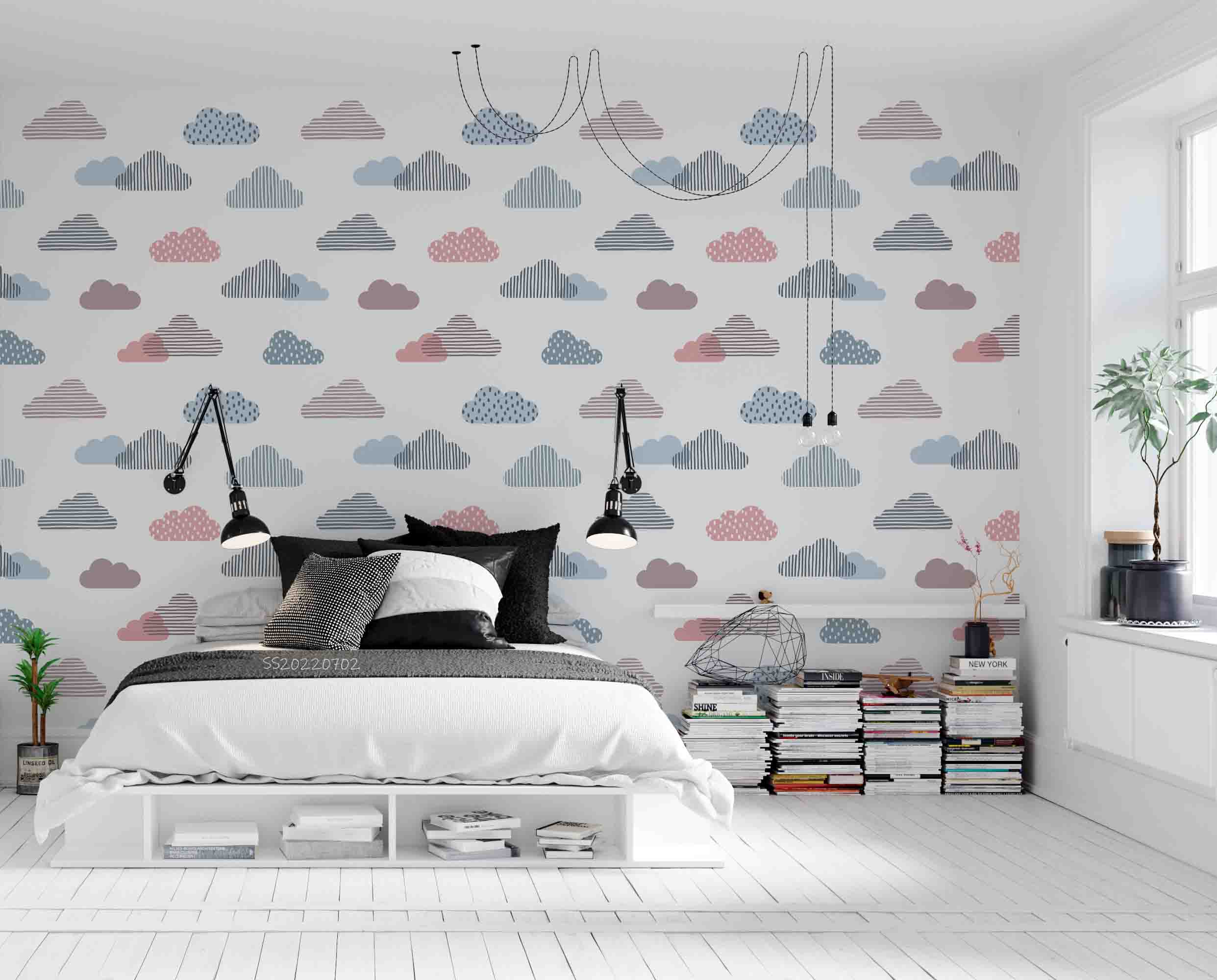 3D Stylish Pastel Color Graffiti Cloud Wall Mural Wallpaper GD 5139- Jess Art Decoration