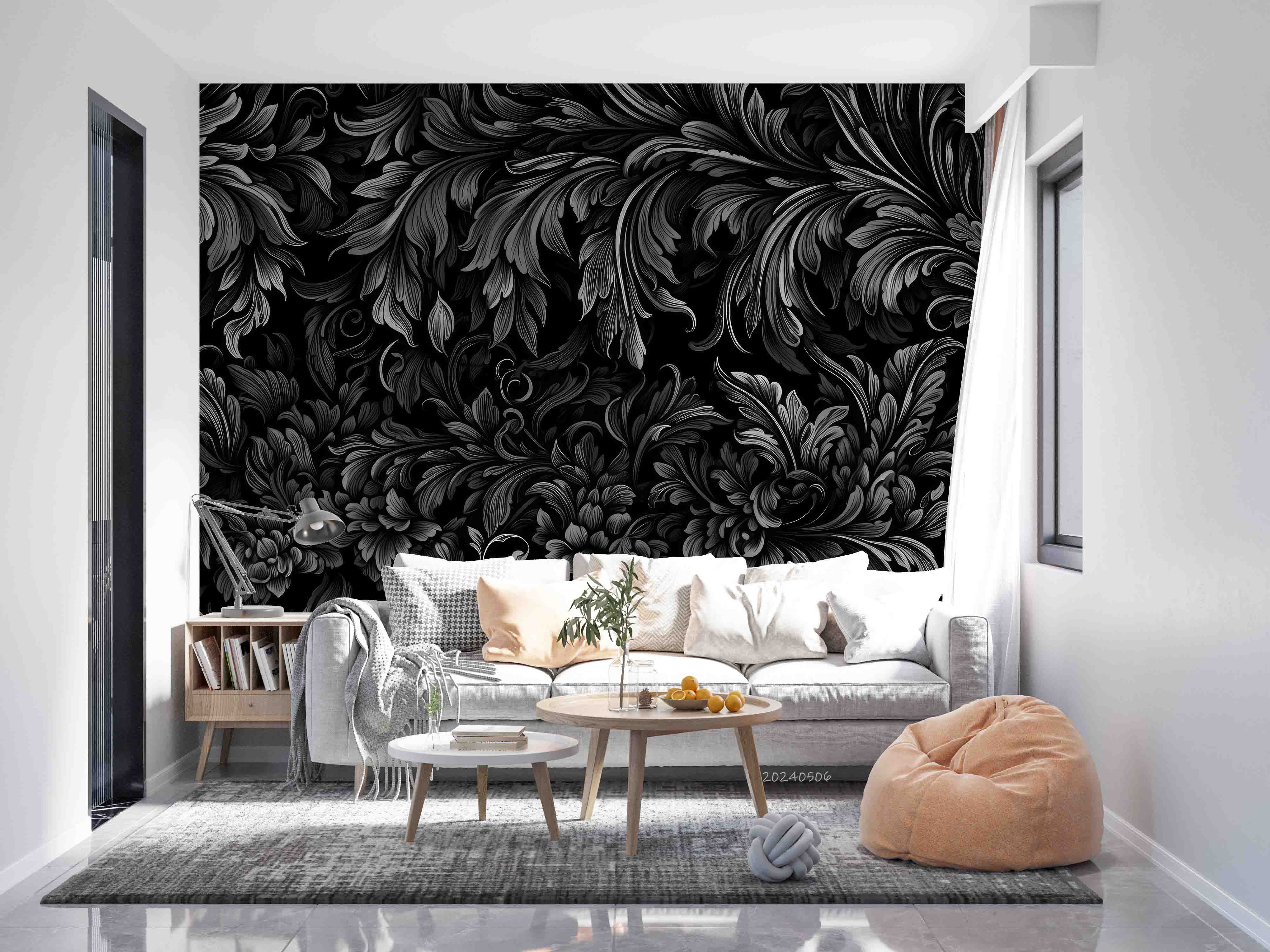 3D Artistic Black Leaf Background Wallpaper Wall Mural Wall Decor Wall Art Wall Sticker Remoable Wallpaper