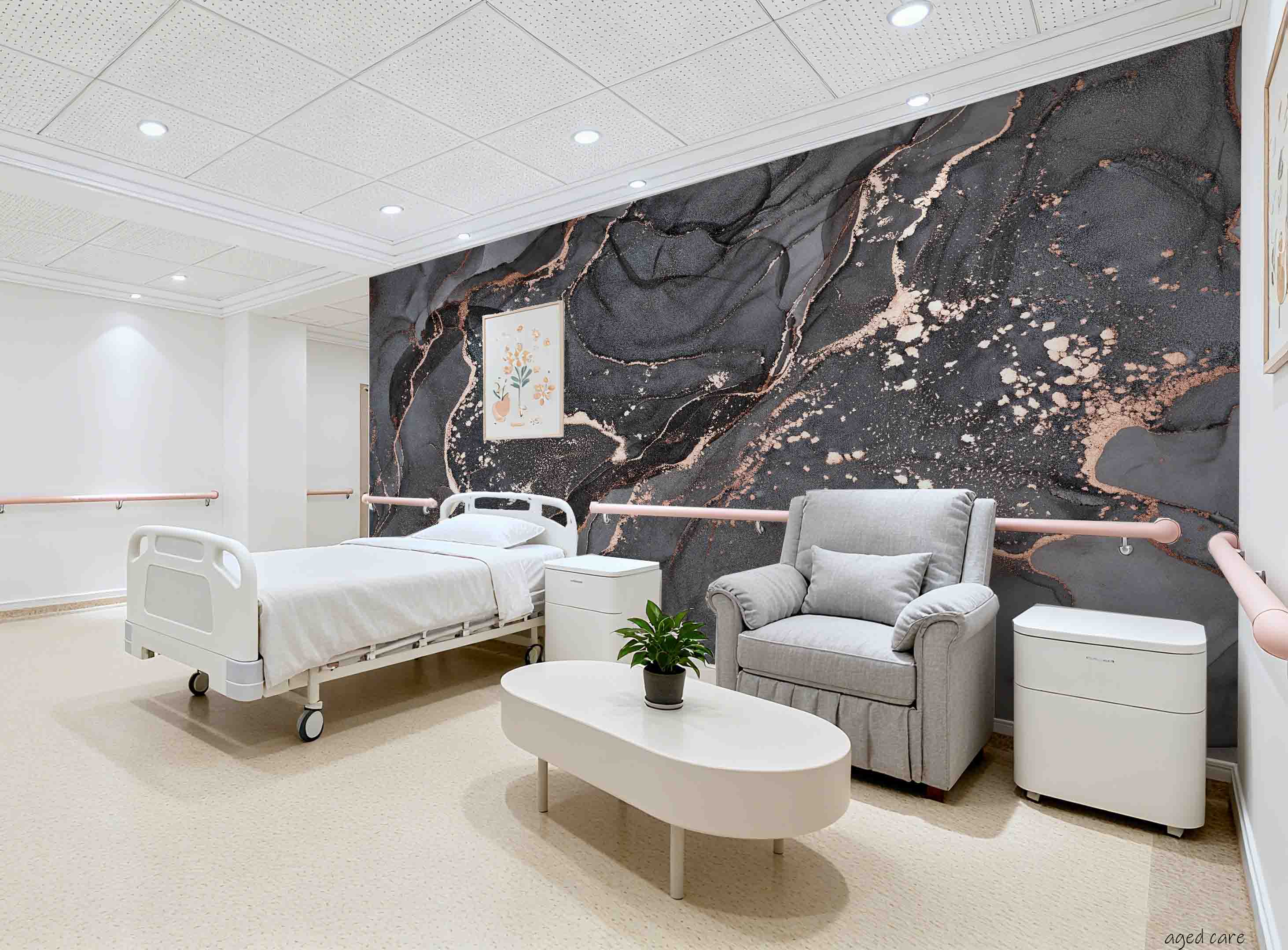 3D Aged Care Retirement Home Gerocomium Rest Home Marble Black Wall Mural Wallpaper 21